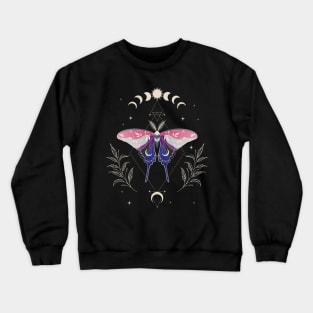 Genderfluid Luna Moth Celestial Cottagecore LGBT Pride Flag Crewneck Sweatshirt